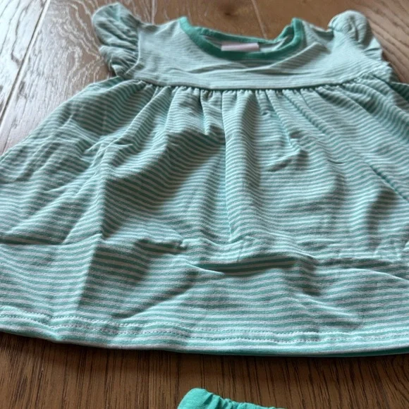 Stitchy Fish Mint to Be Ruffle Short Set, Green Stripe - Picture 13 of 13